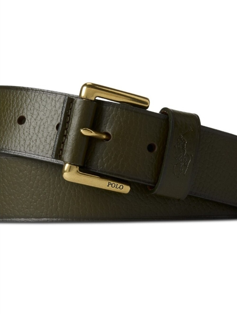 Polo Ralph Lauren- pebbled leather belt is debossed at The Keeper. NWT